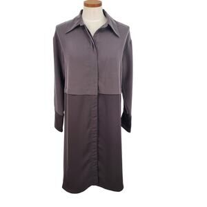 Prologue Womens XS Gray Collard Button Up Long Sleeve Dress New No Tags